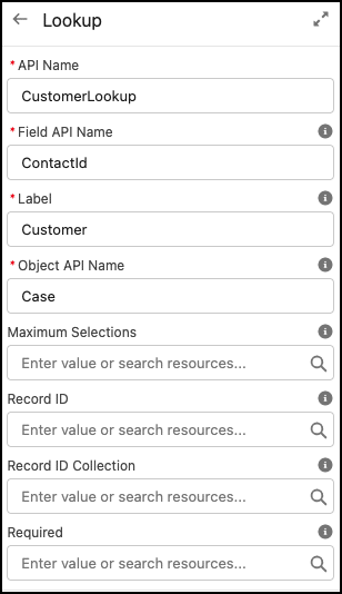 Configured Lookup component to search for contact records from the Case object