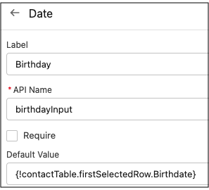 Shows how to map a data table row to a date field.