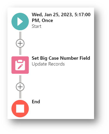 The record-triggered flow in the Flow Builder canvas.