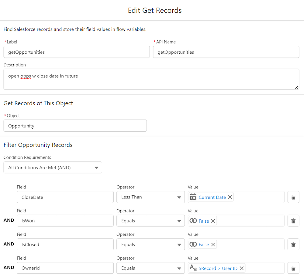 Get Records element with filters.