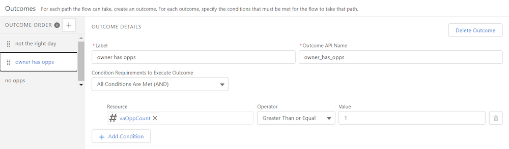 Outcome 2—checks if owner has any overdue opportunities.