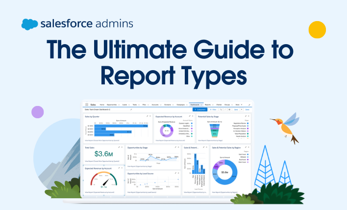 A computer monitor showcasing reports and text that says, "The Ultimate Guide to Reports."