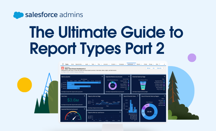 A computer monitor showcasing reports and text that says, "The Ultimate Guide to Report Types Part 2"