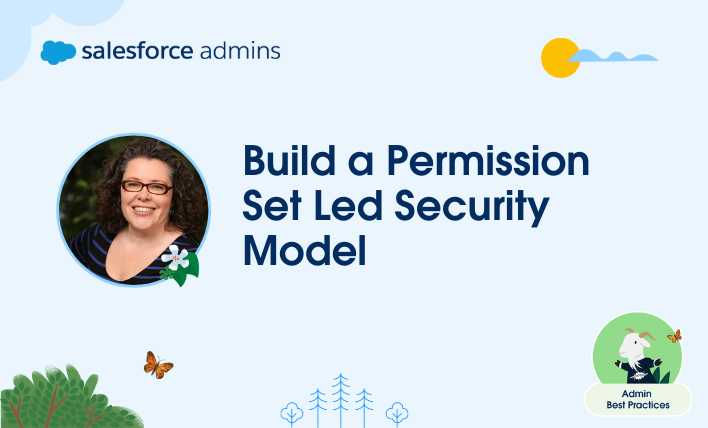 Louise Lockie next to text that says, "Build a Permission Set Led Security Model."