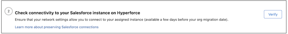 Hyperforce Assistant connectivity check.