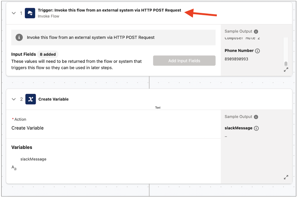 Select trigger type ‘Invoke’ in MuleSoft Composer.