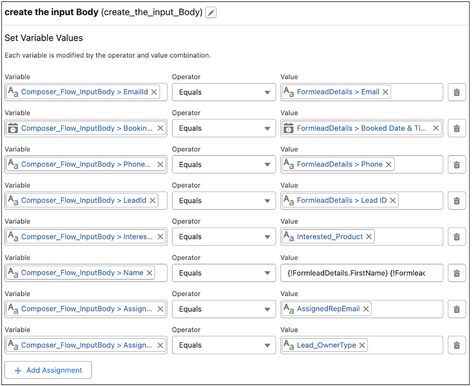 Store relevant lead information in the Apex-defined variable.