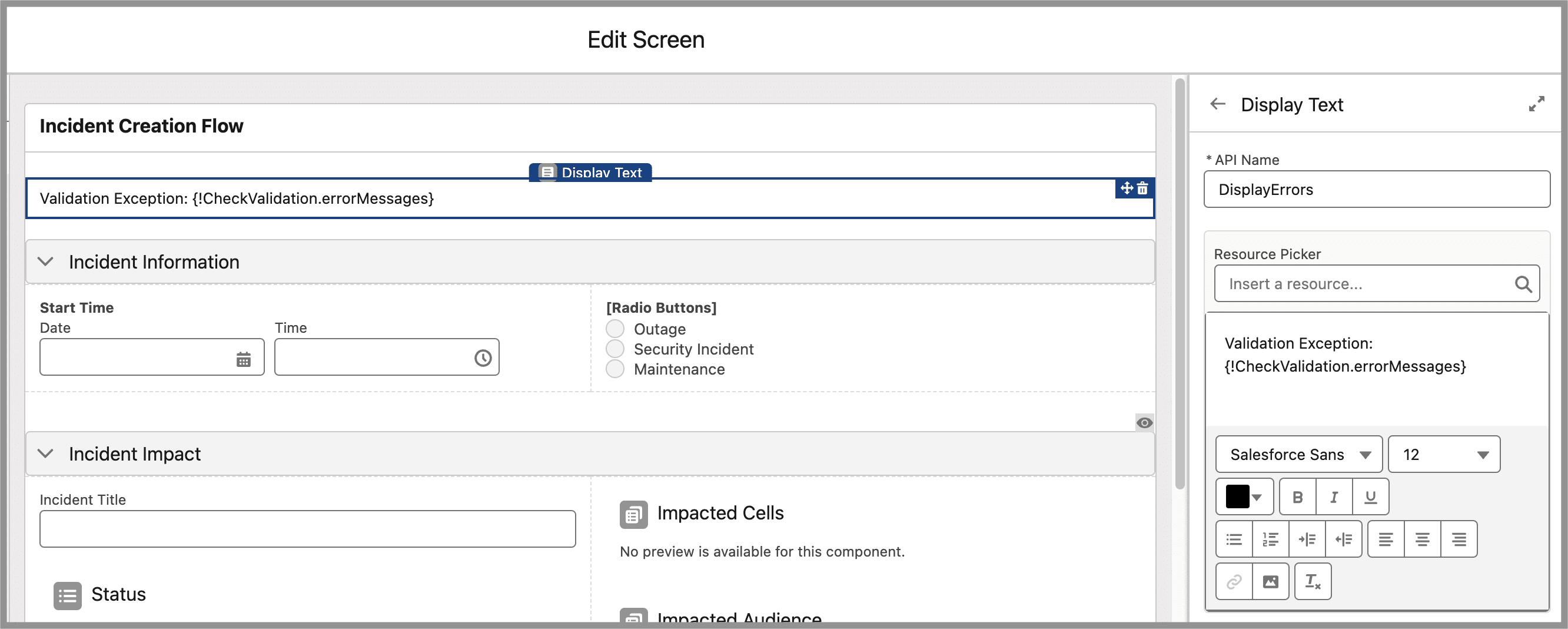 How the validation message is shown in case there’s an error.