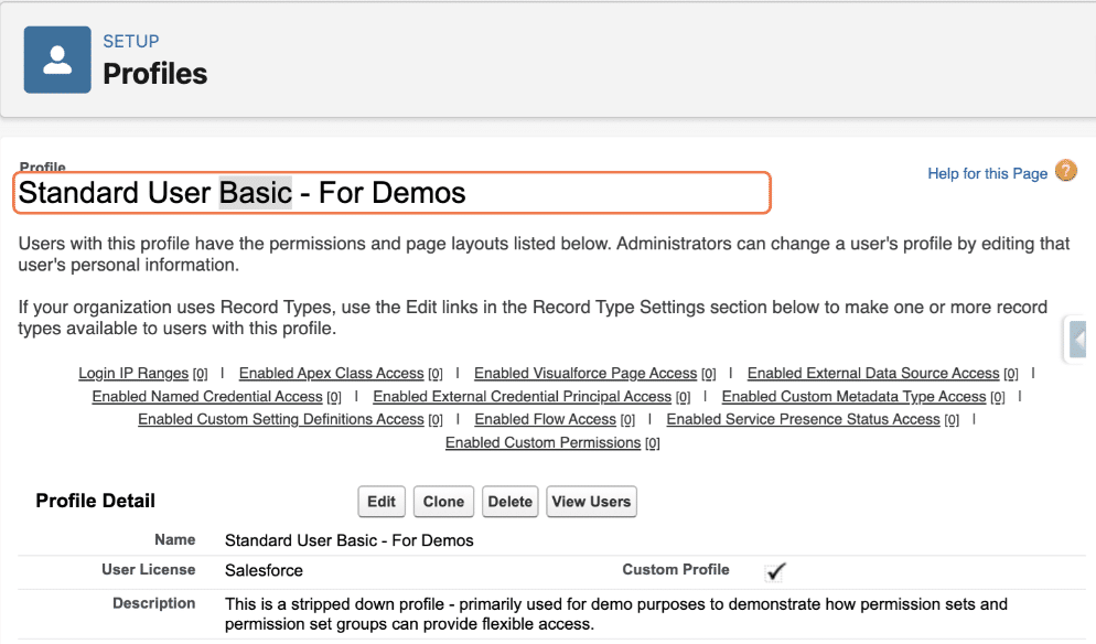 Cloned Standard User Profile.