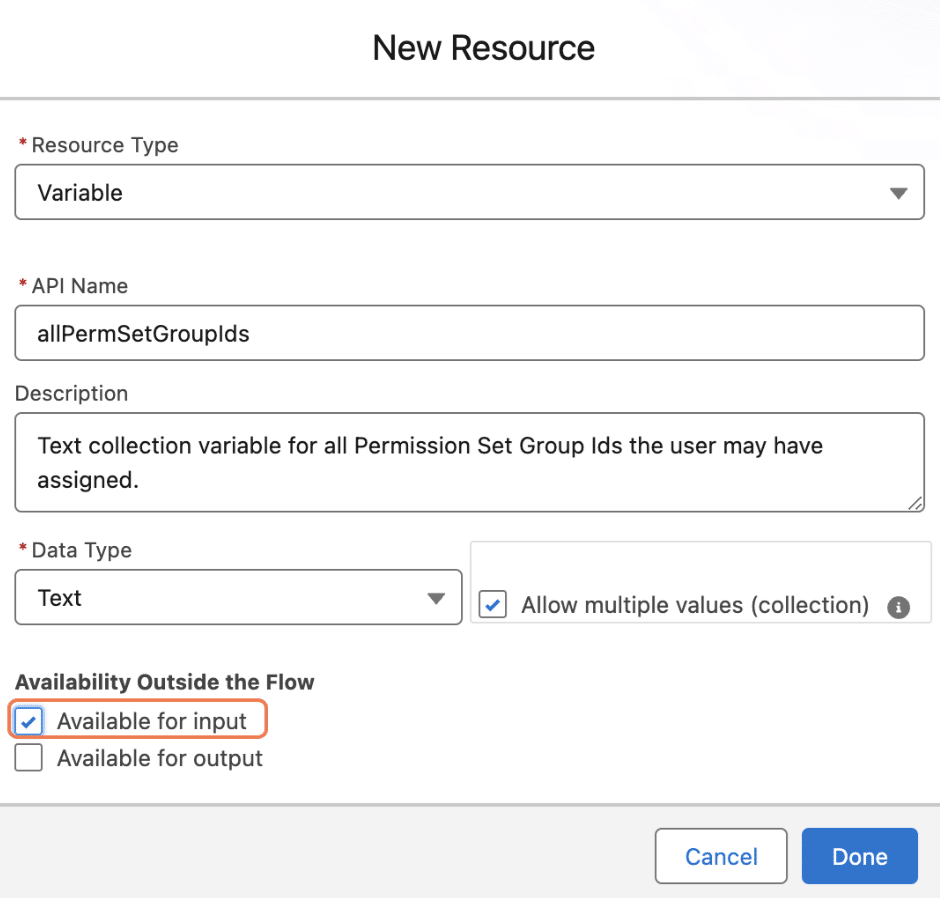 How to set up the text collection variables.