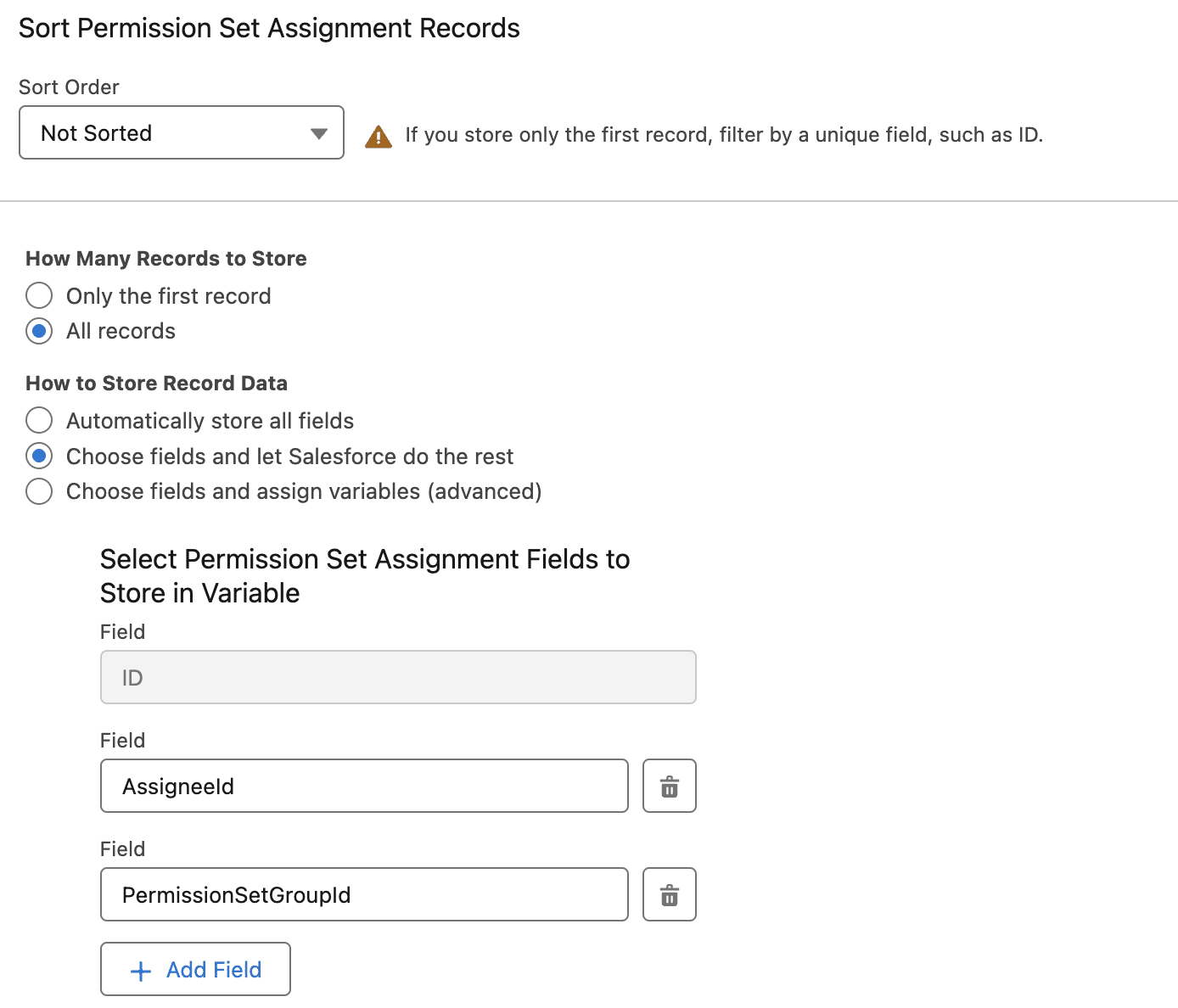 Second of two images; Get Permission Sets Assignment element.