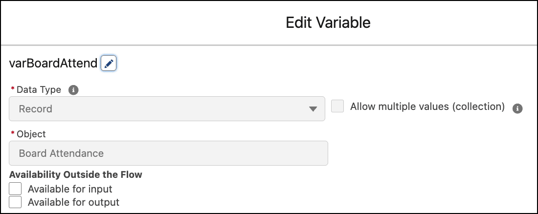 varBoardAttend single record variable.