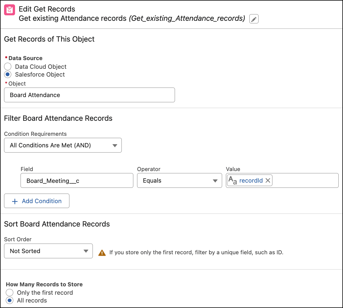 Get the related Board Attendance records for the meeting.