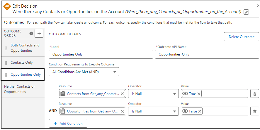 This Decision path is taken if there are opportunities but no contacts on the account.