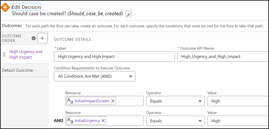 Configured Decision element in Step 3.