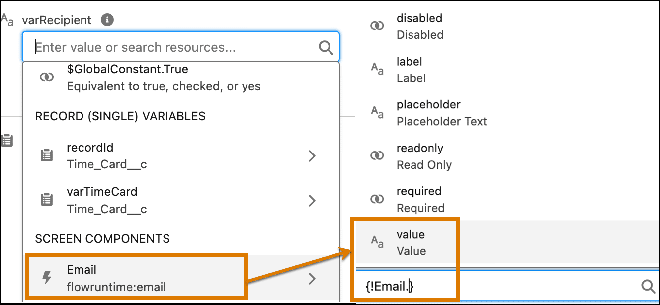 Tip on how to reference the Email screen component field.