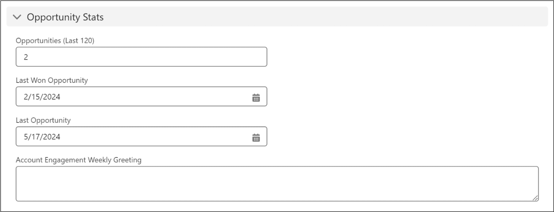 Four necessary fields on the Contact page layout.