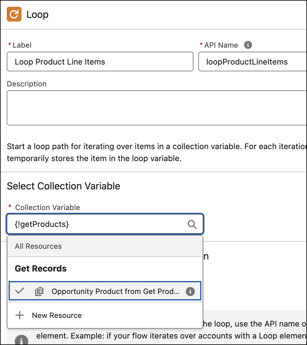 Details of Loop Product Line Items element.