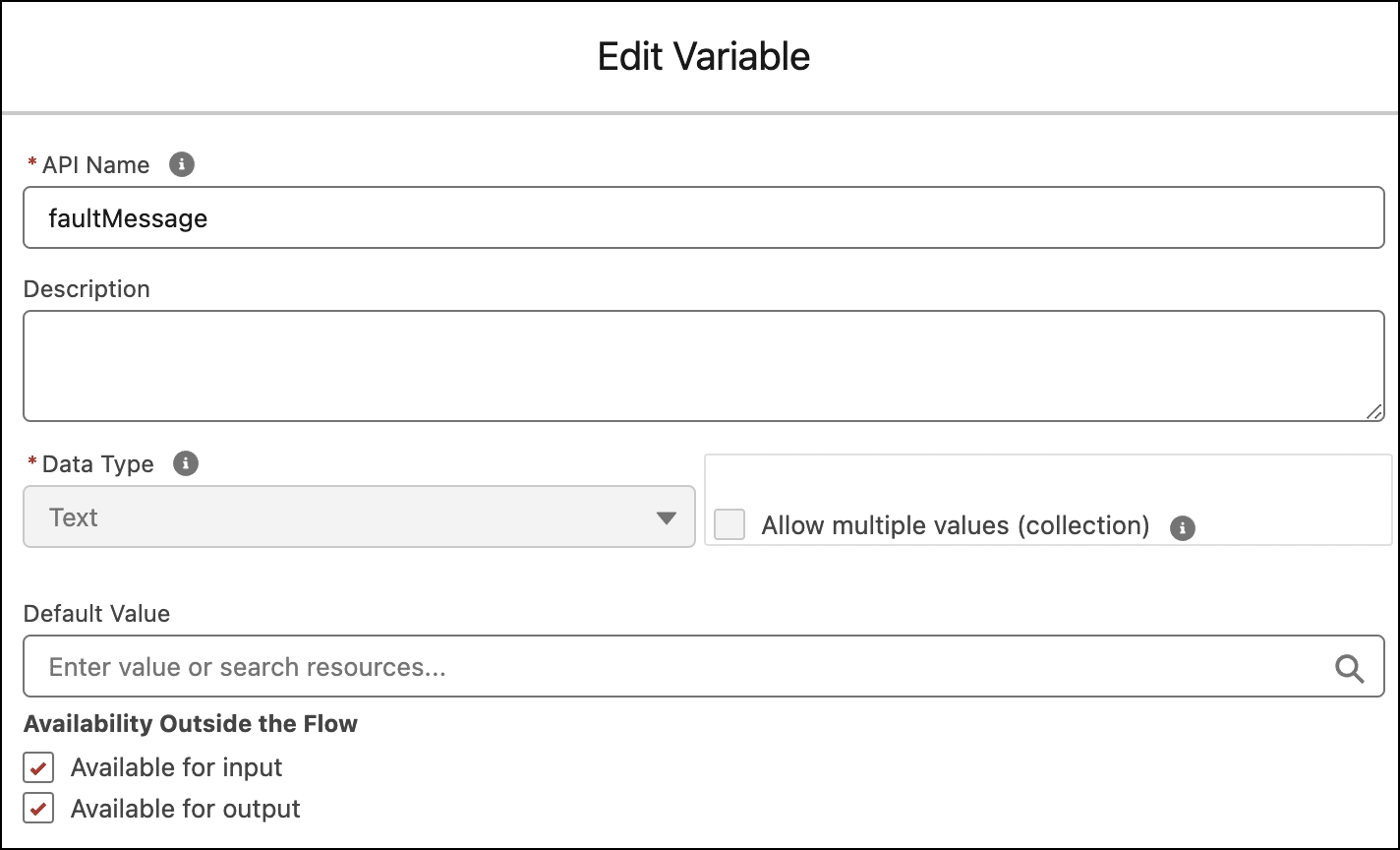 The faultMessage variable.