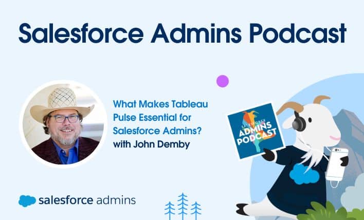 A podcast cover featuring John Demby for the Salesforce Admins Podcast.