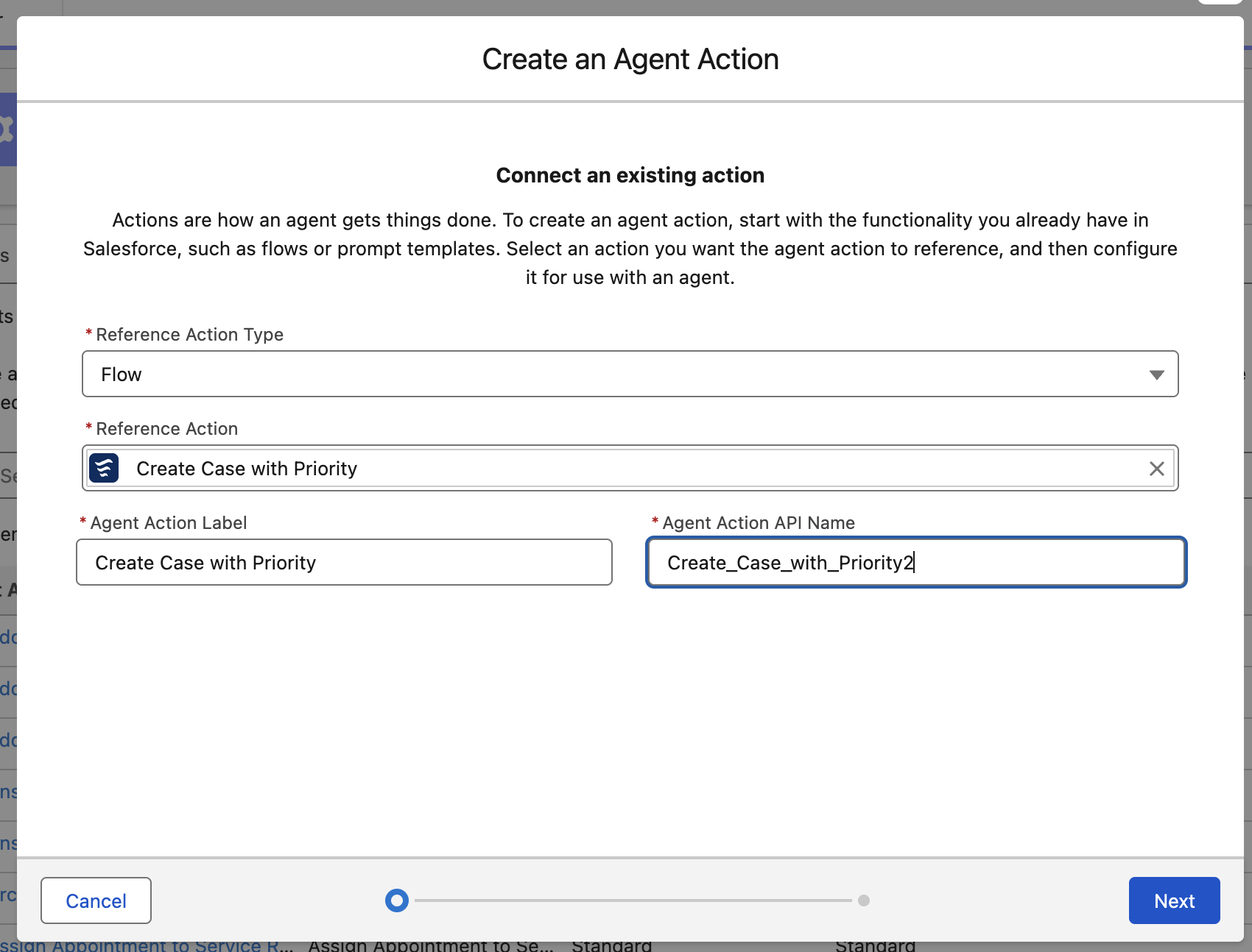 Create Case with Priority; create custom action.