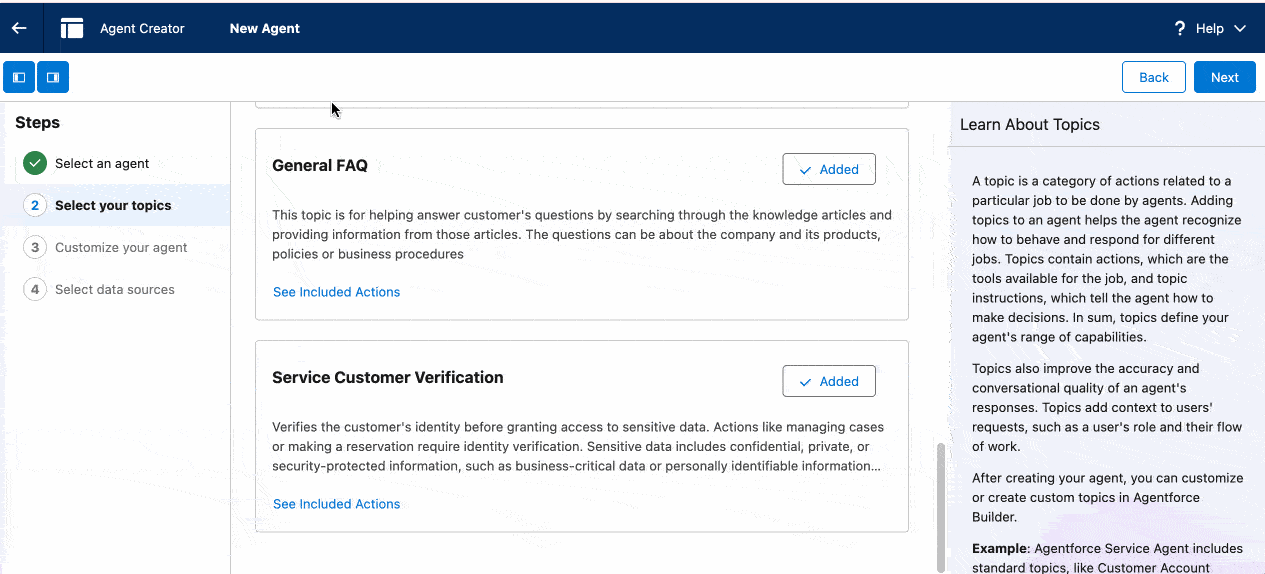 New Service Customer Verification topic for agents.