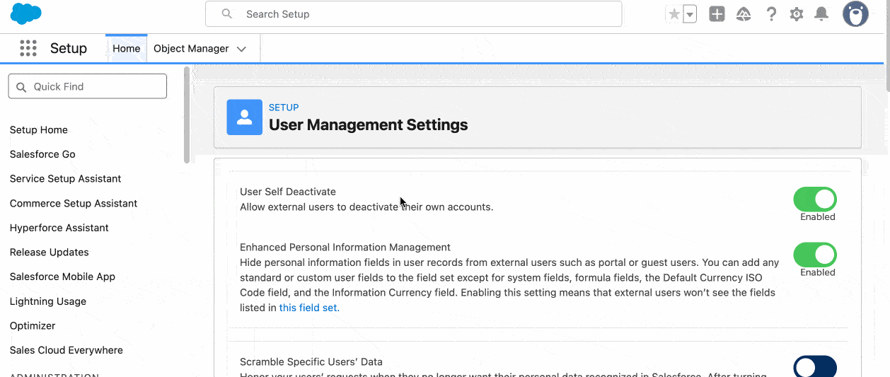 Enabling user field history tracking and setting up history tracking on user fields.