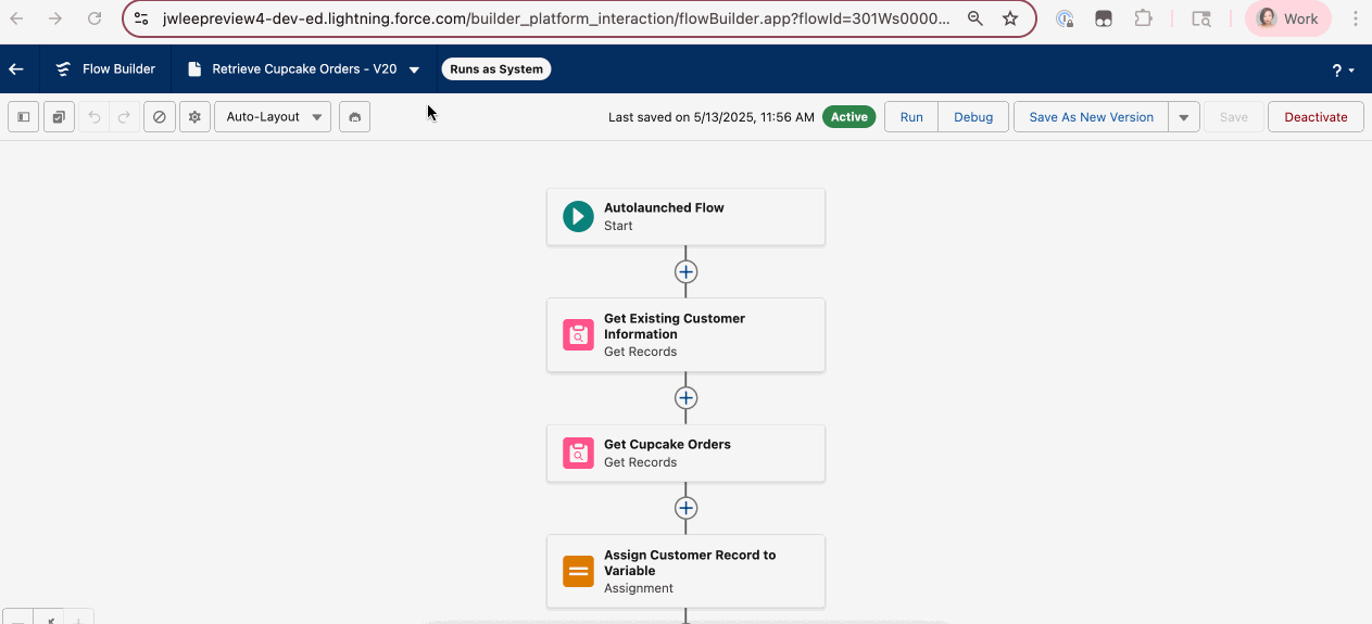 Use the compare versions feature to compare differences between two versions and view details on the changes in Flow Builder.