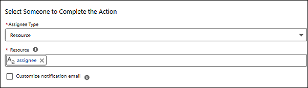 Resource assignee type for an orchestration in Flow Builder.]