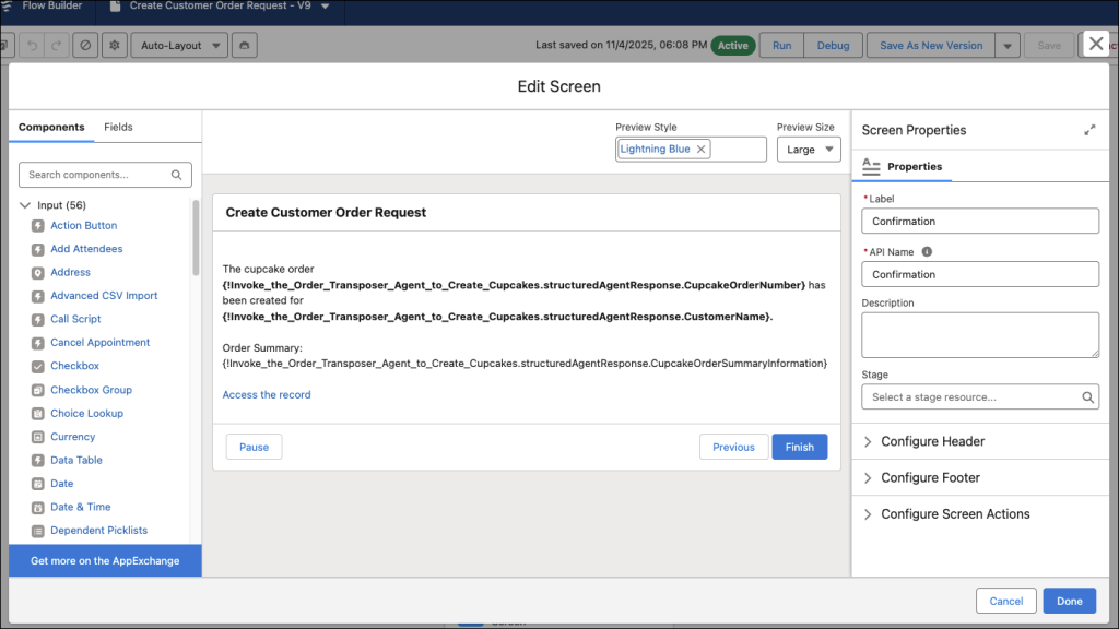 Confirmation screen.]