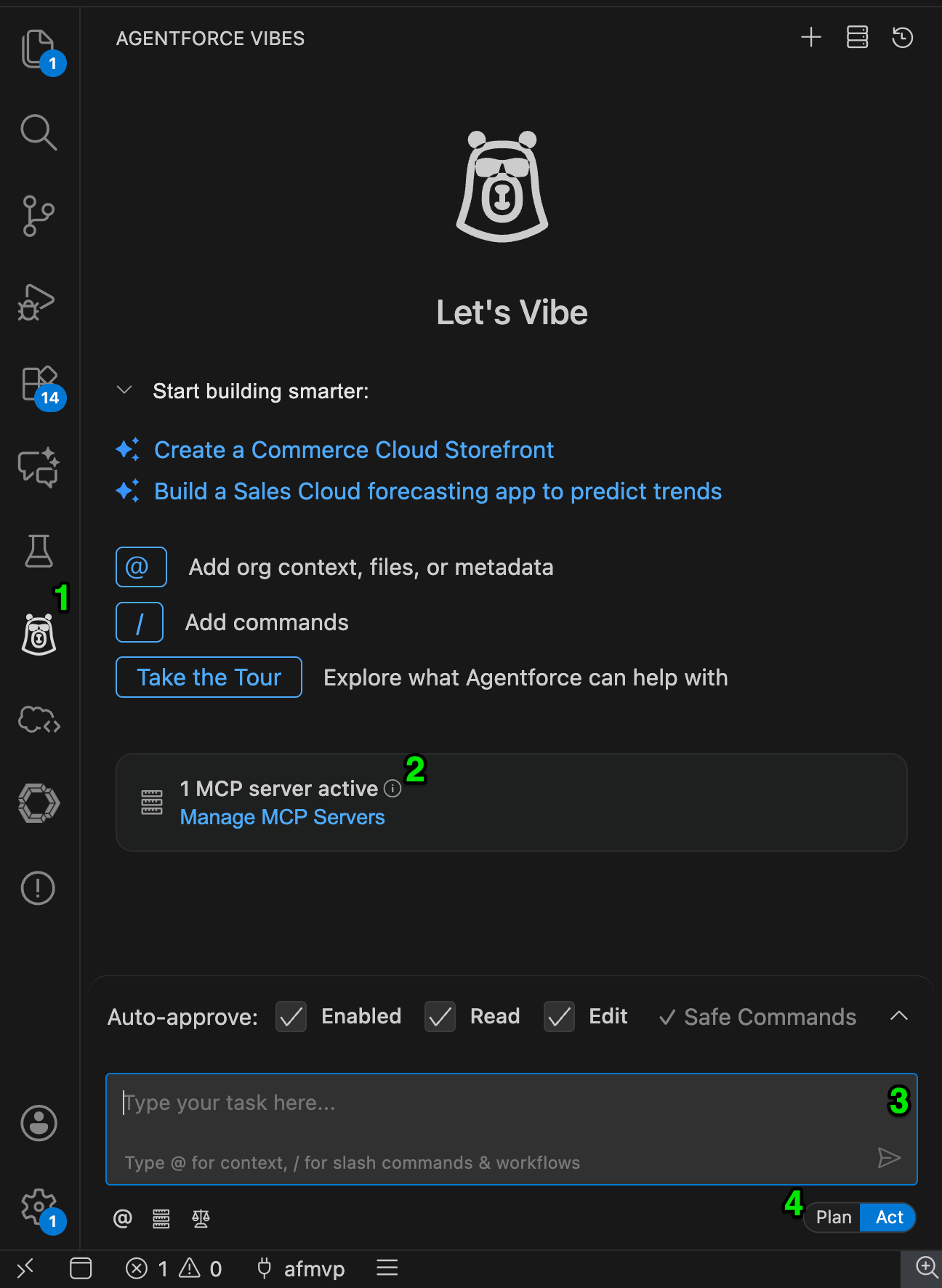 Vibes interface with four main highlights.
