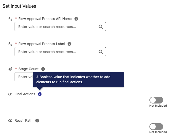 Infobubble shows description of the action input variable.