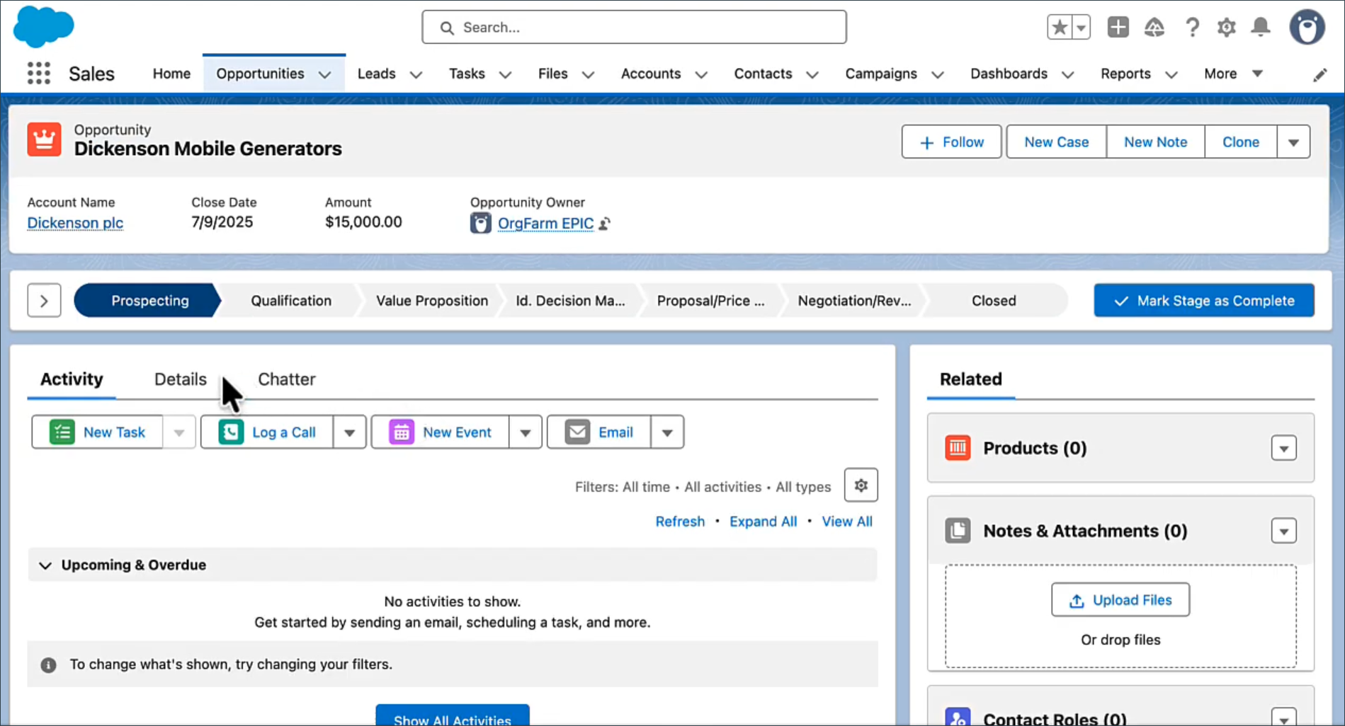 A Salesforce record page with organized sections and highlights