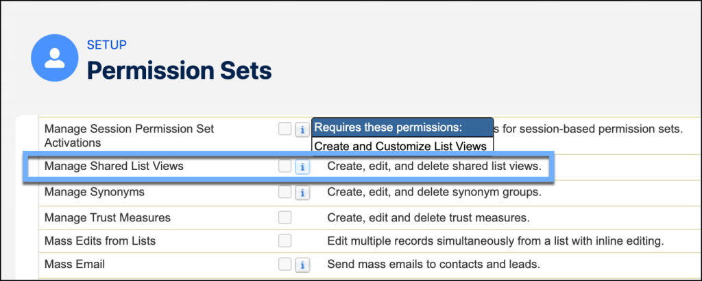 New Manage Shared List Views permission.