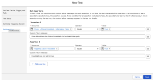 Setting assertions in Flow Testing