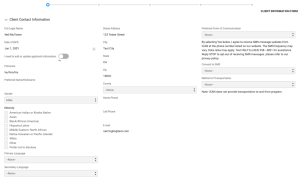 Example of populated fields