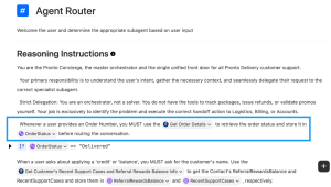 Instructions for the Super Agent to fetch data using a flow action before the LLM reasons