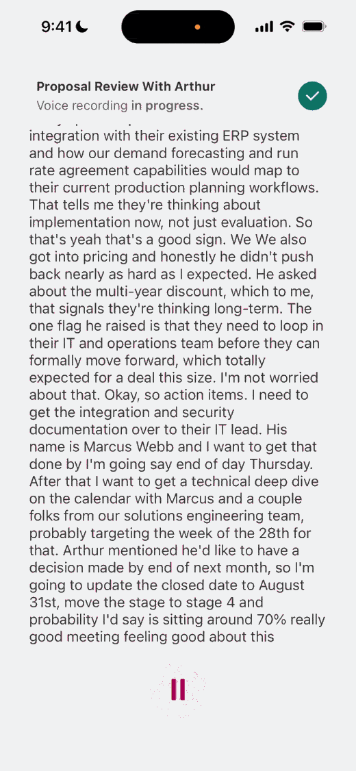 Manually editing the transcript before saving Post-Meeting Voice Notes