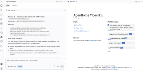 Findings provided by Agentforce Vibes IDE in the chat, including proposed descriptions and reasoning
