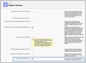 Enable ‘Show Original Case Attachments’ in the Support Settings page in Setup