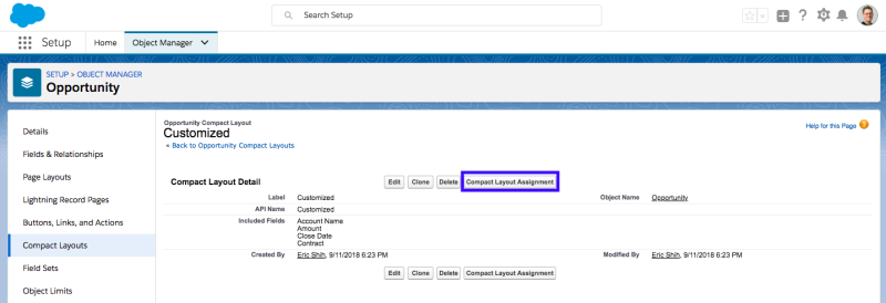 compact layout assignment salesforce